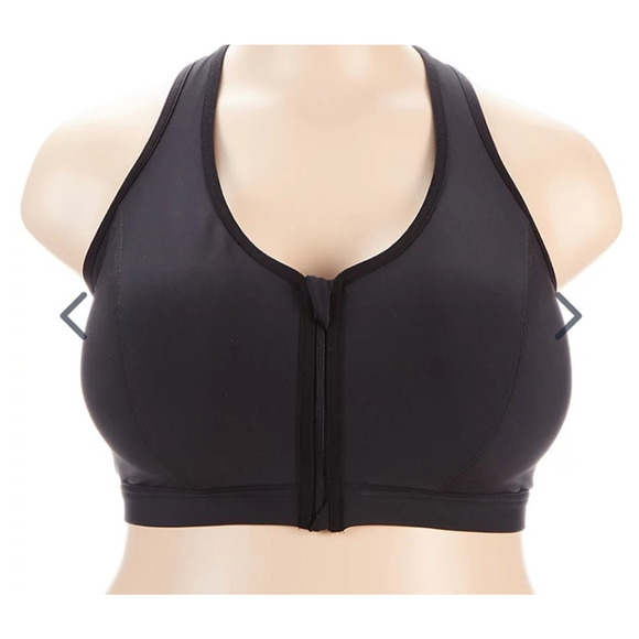 Glamorise Sport Bra 9266 Zip up front close black 34B - Picture 1 of 8